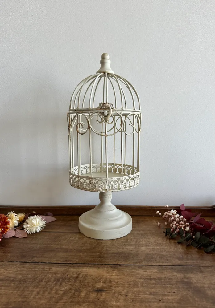 Cerca de Jardín Cage décorative blanche frise fleurie