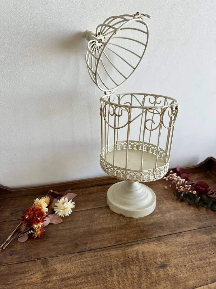 Cerca de Jardín Cage décorative blanche frise fleurie