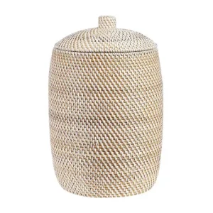 Cesta de ratán natural/blanco 44 cm GADIS con Tratamiento Antihumedad
