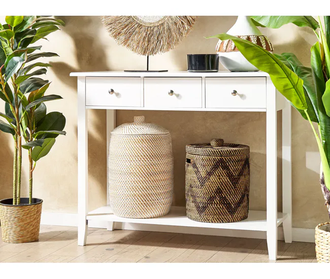 Cesta de ratán natural/blanco 44 cm GADIS con Tratamiento Antihumedad