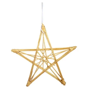 Decorativo Premium Estrella decoración de mimbre Dorado