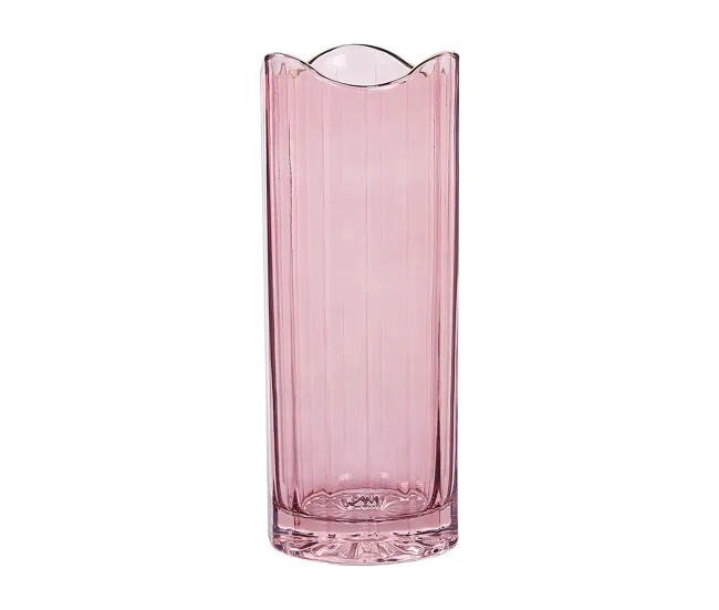 Decorativo Premium Florero de vidrio rosa/dorado 30 cm PERDIKI