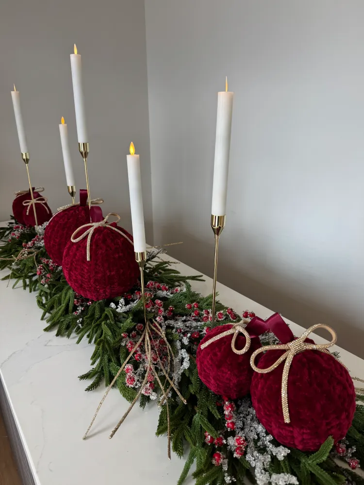 Decorativo Premium Guirnalda decorada vino / Decorated garland burdeos