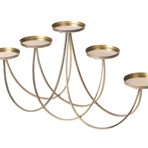 Decorativo Premium Portavelas de metálico dorado 38 cm BUARAN