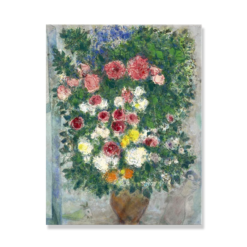 Fleur au bord de la fenêtre, toile texturée, décoration murale de salon de campagne con Instalación Rápida