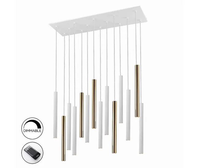 lampara gran formato acero color dorado serie varas 82cm con Montaje Sencillo