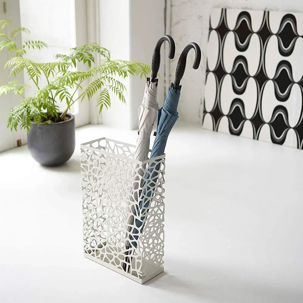 Nest Yamazaki rectangular umbrella stand con Base de Anclaje Black