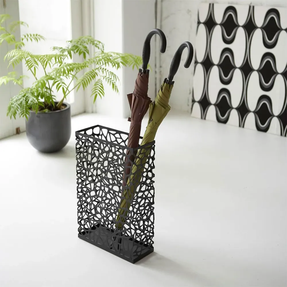Nest Yamazaki rectangular umbrella stand con Base de Anclaje Black