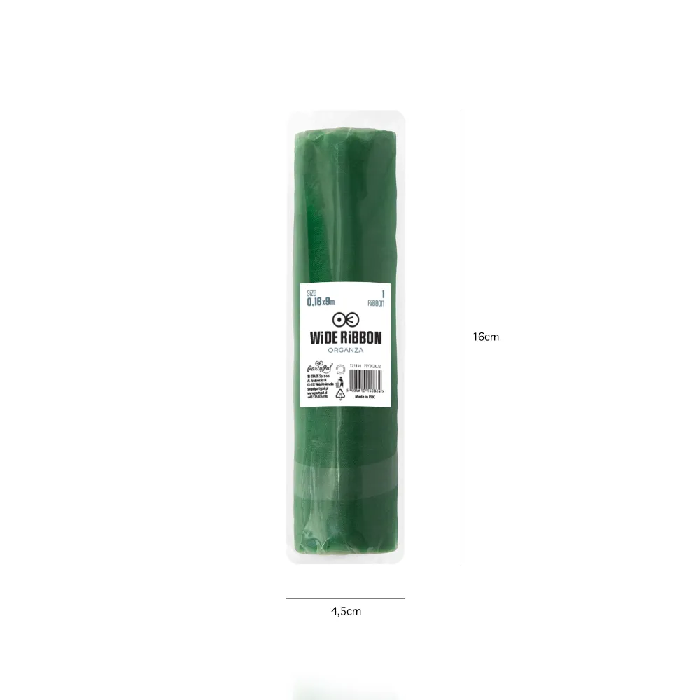 Organza lisa, verde turbio, 0,16x9m con Tratamiento Antihumedad