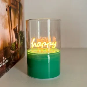 Panel Decorativo Figura Decorativa Neon Verde "Happy"