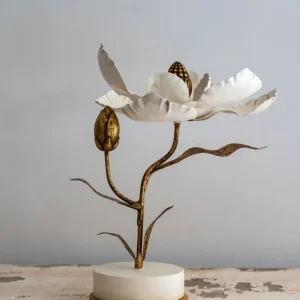 Panel Decorativo Fleur Décorative Dorée et Blanche Design Magnolia