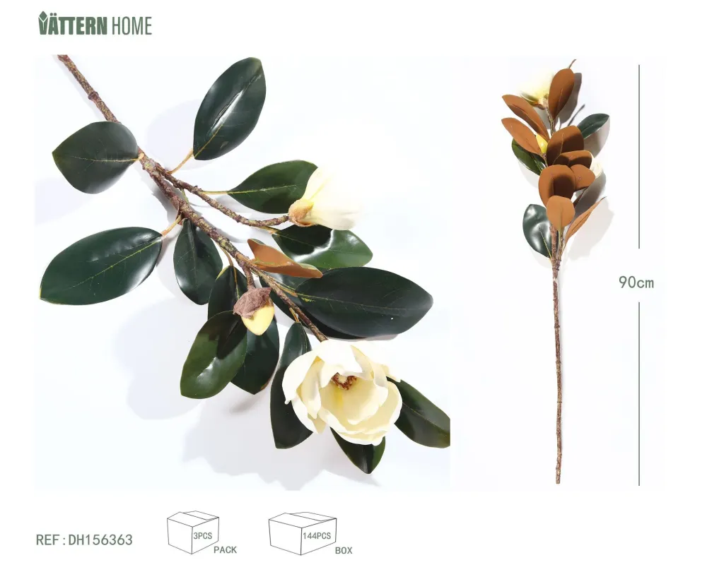 Panel Decorativo Flor de magnolia individual de 90 cm, color blanco, EVA