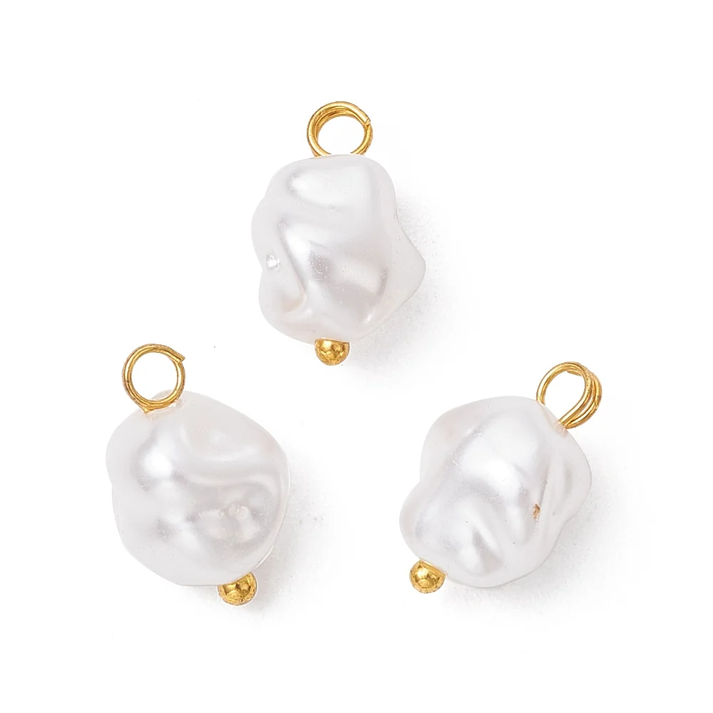 Perla Alambrada, Latón, Charm/Pendant Dorado