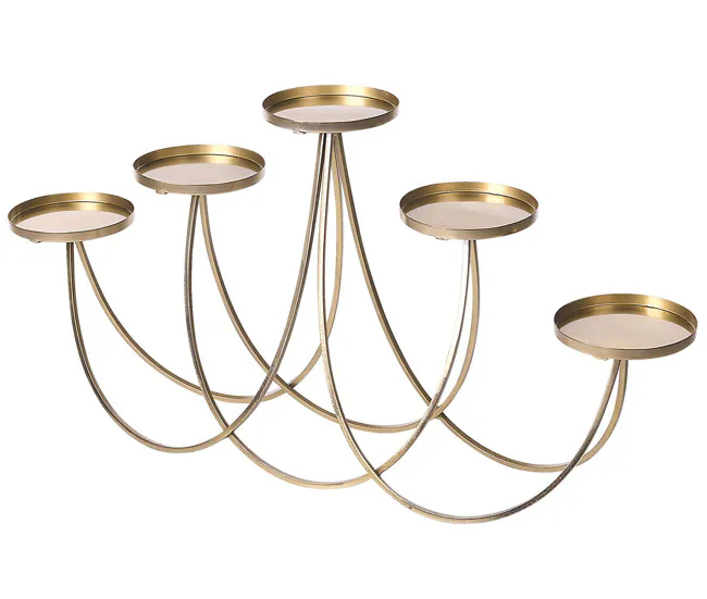 Portavelas de metálico dorado 38 cm BUARAN en Set de 6 Paneles