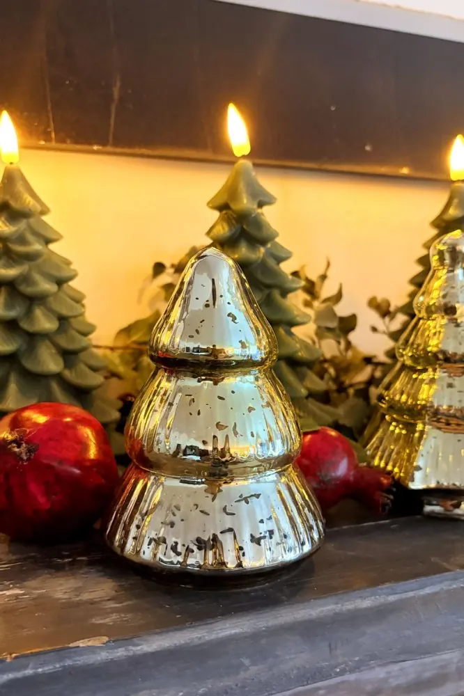 Árbol Decorativo De Vidrio Dorado de Polietileno de Alta Densidad