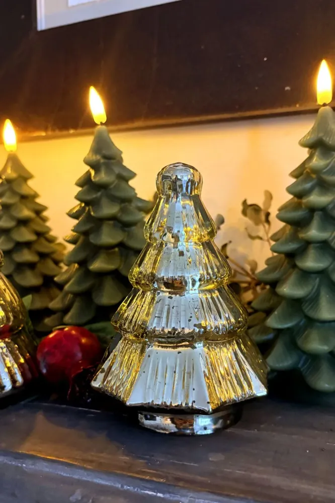 Árbol Decorativo De Vidrio Dorado de Polietileno de Alta Densidad