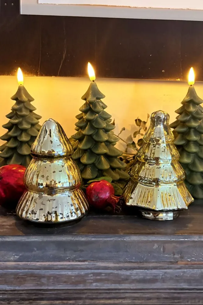 Árbol Decorativo De Vidrio Dorado de Polietileno de Alta Densidad