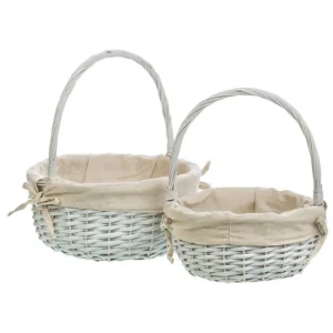 Set 3 cestas de mimbre blanco forrado para Delimitar Espacios
