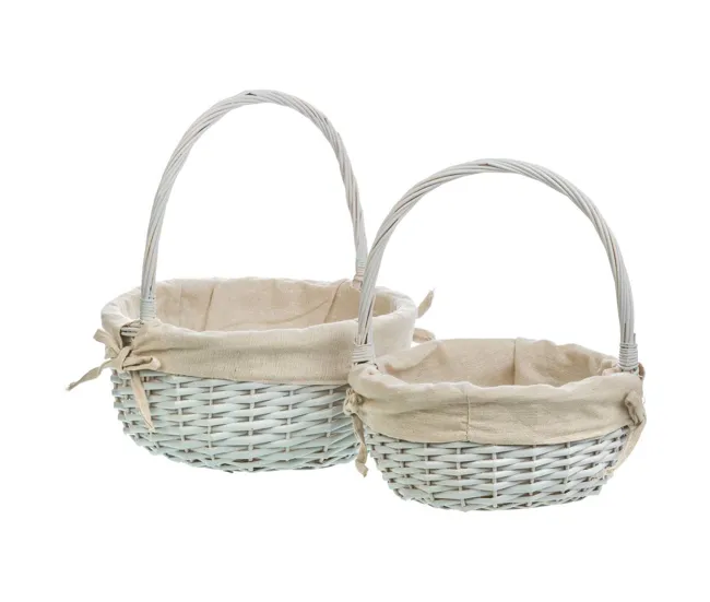 Set 3 cestas de mimbre blanco forrado para Delimitar Espacios