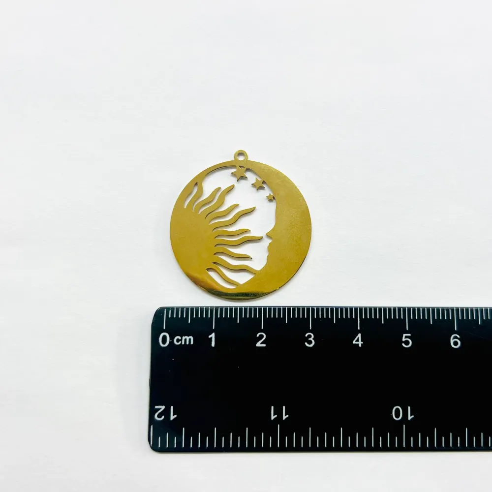 Set de Vallas Luna, Sol, Acero inox Steel, Charm Oro