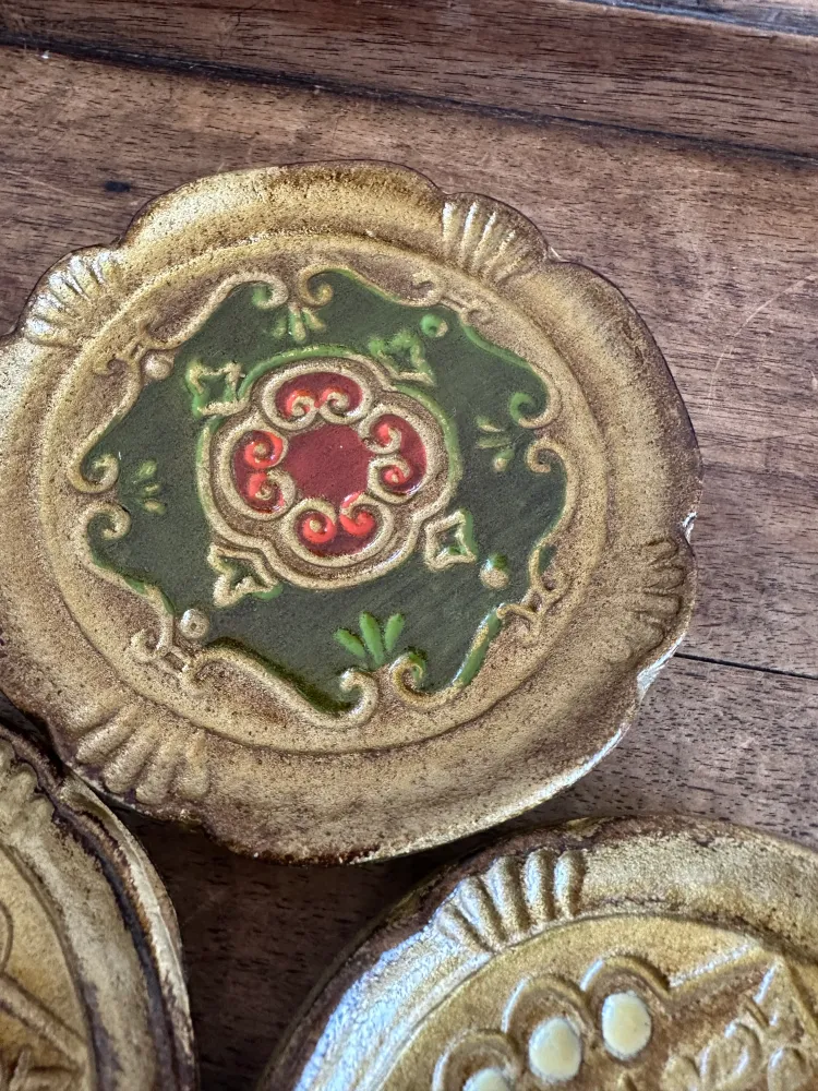 Sous-verres florentins dorés colorés en bois de 1.8m de Altura