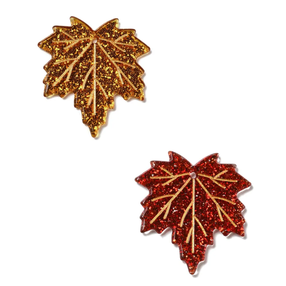 Valla de Malla Hoja, Otoño, Acrílico, Charm/Pendant Anaranjado