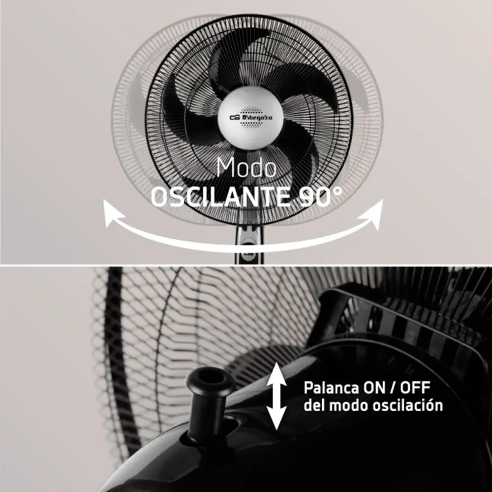 Profesional Alta Potencia Ventilador de pie Orbegozo SF 0149 60W 3 velocidades negro