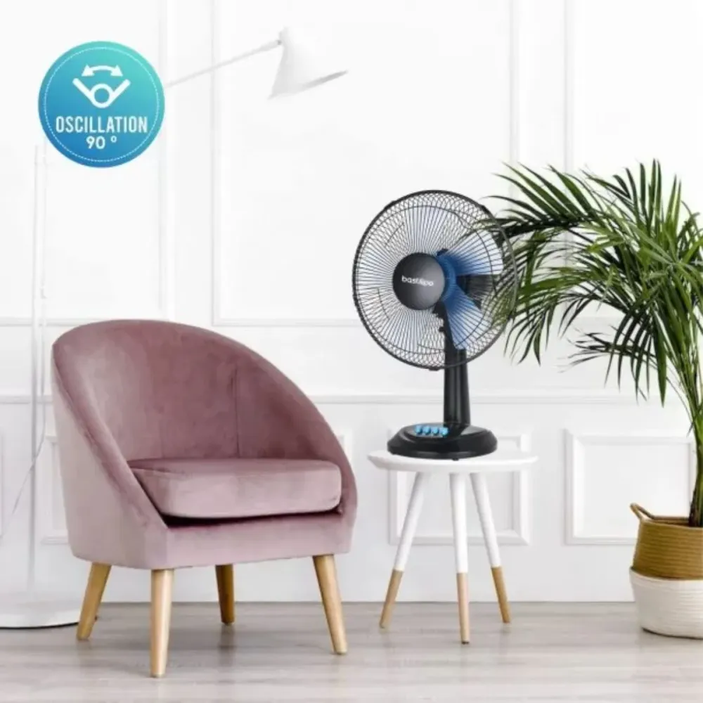 Profesional Alta Potencia Ventilador de sobremesa Bastilipo Roche 35W 5 aspas negro Ø30 cm