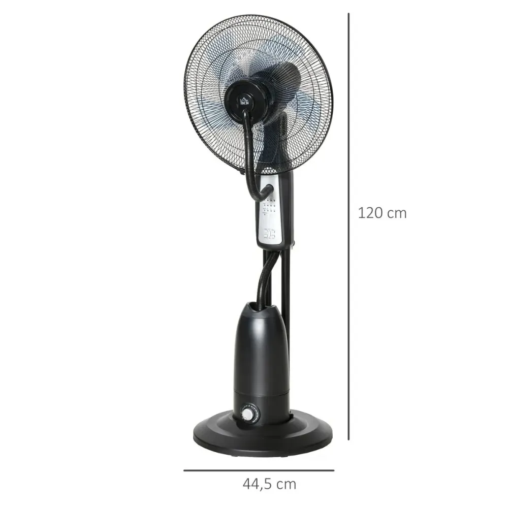 Sistema de Enfriamiento Ventilador nebulizador Wind Homcom 90W 3 modos 5 aspas negro 120 cm