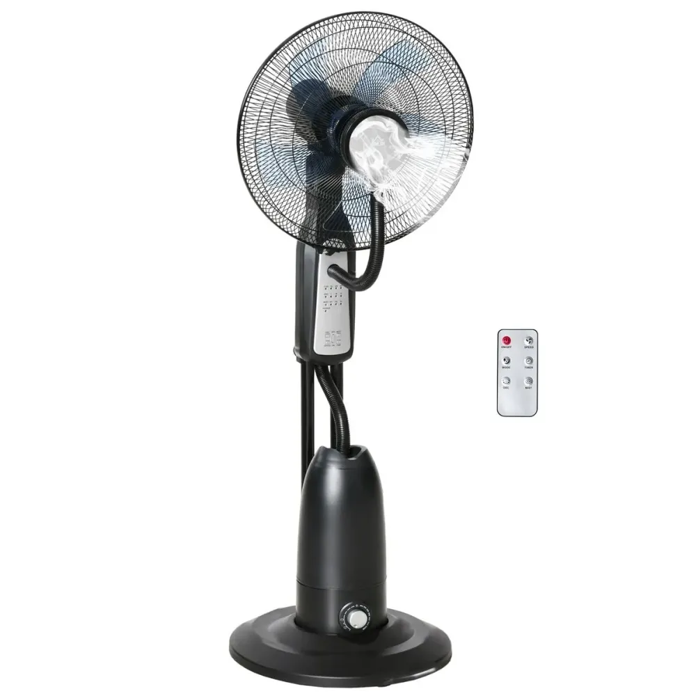 Sistema de Enfriamiento Ventilador nebulizador Wind Homcom 90W 3 modos 5 aspas negro 120 cm