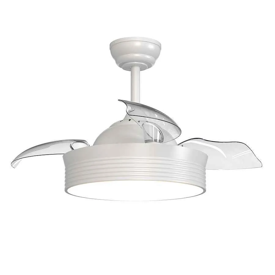 Ventilador DC aspas desplegables BOMBAY L blanco LED 36W SULION Alimentación Eléctrica