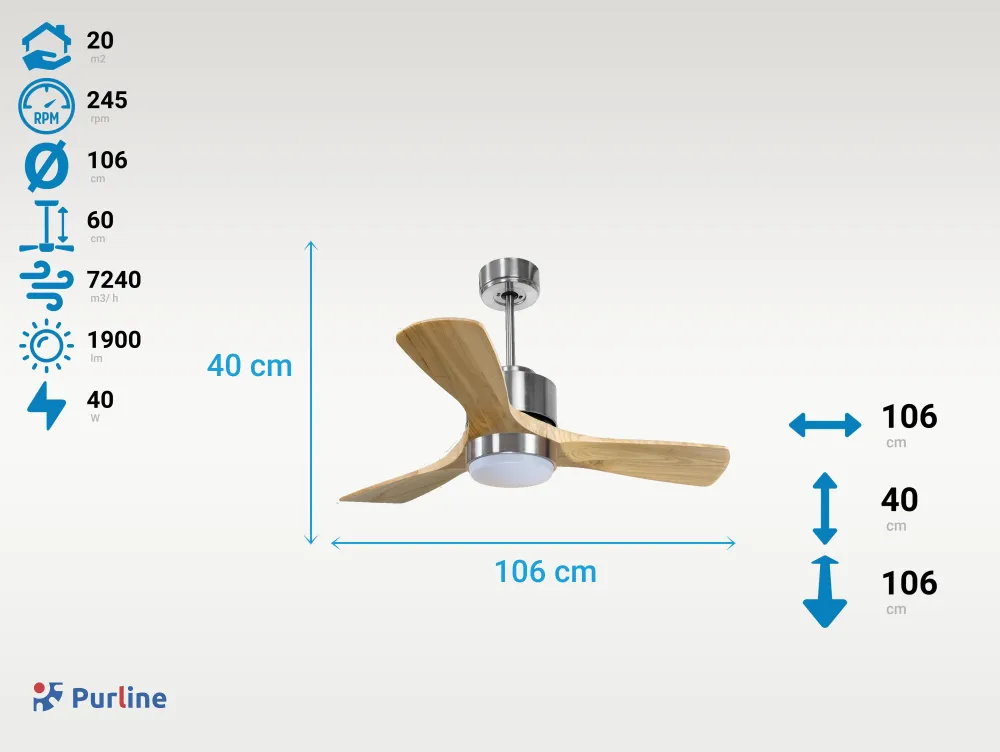 Ventilador de techo ø106 cm con Wi-Fi de doble uso hypersilence para 20 m²
