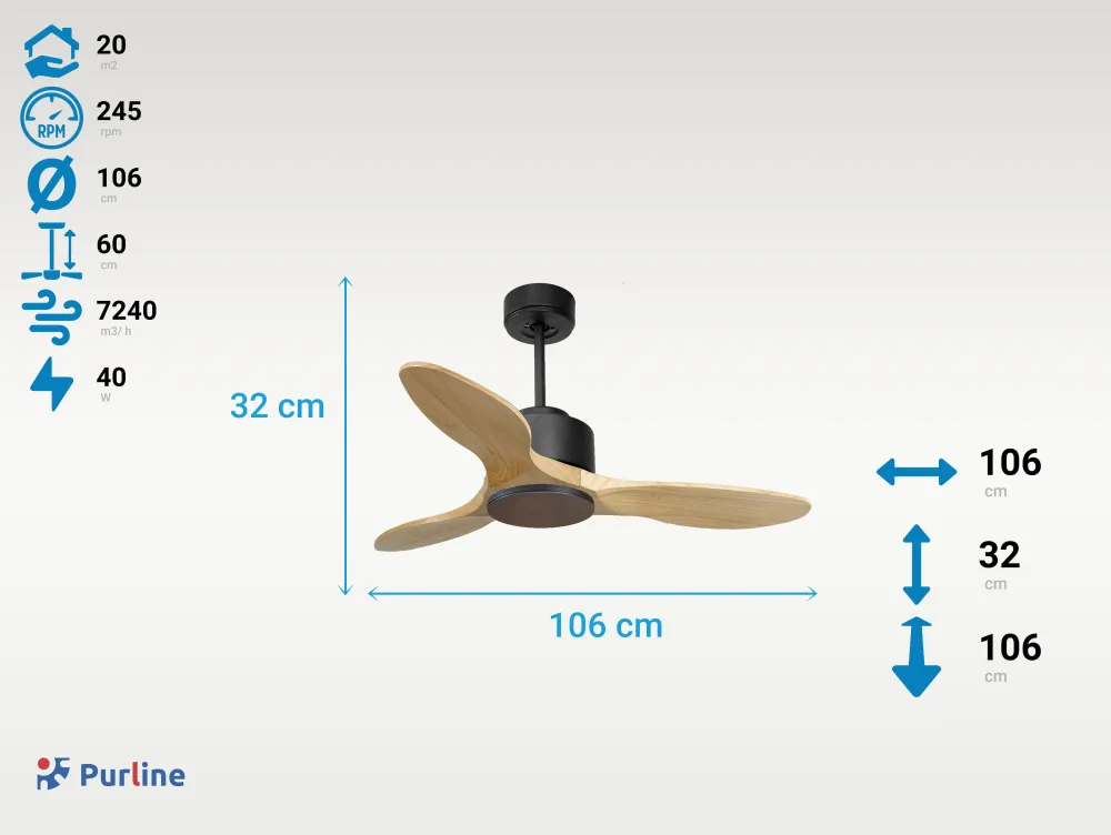 Ventilador de techo ø106 cm con Wi-Fi de doble uso hypersilence para 20 m²