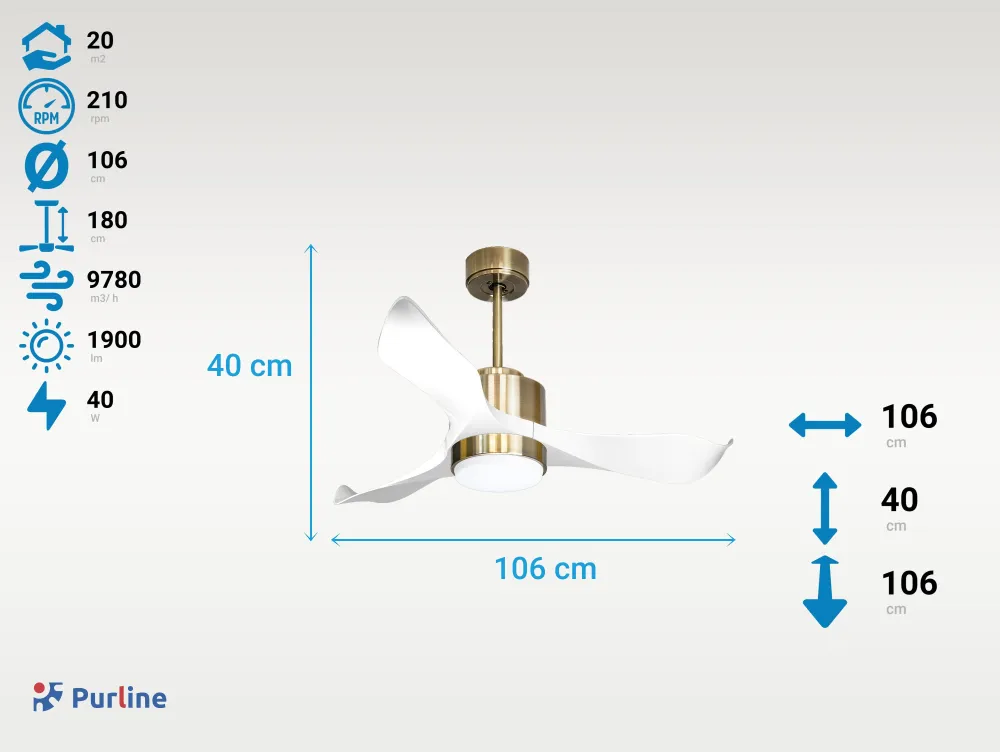 Ventilador de techo ø106 cm con Wi-Fi de doble uso hypersilence para 20 m²