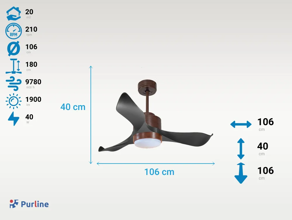 Ventilador de techo ø106 cm con Wi-Fi de doble uso hypersilence para 20 m²