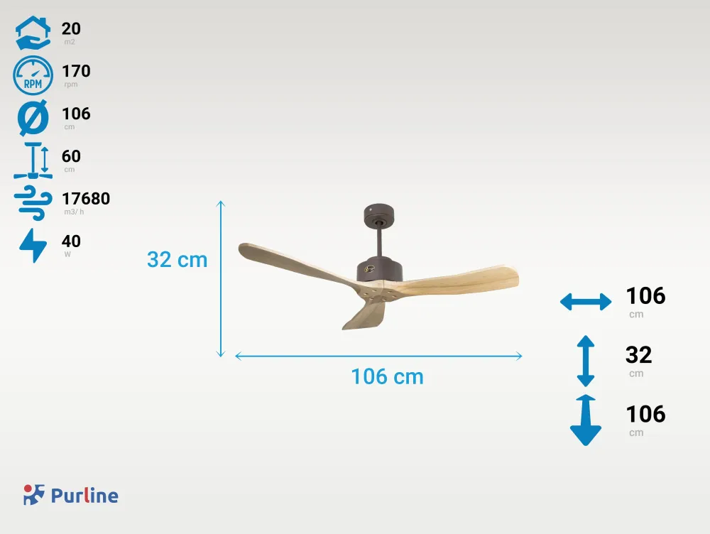 Ventilador de techo ø106 cm con Wi-Fi de doble uso hypersilence para 20 m²