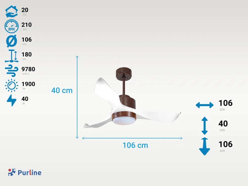 Ventilador de techo ø106 cm con Wi-Fi de doble uso hypersilence para 20 m²