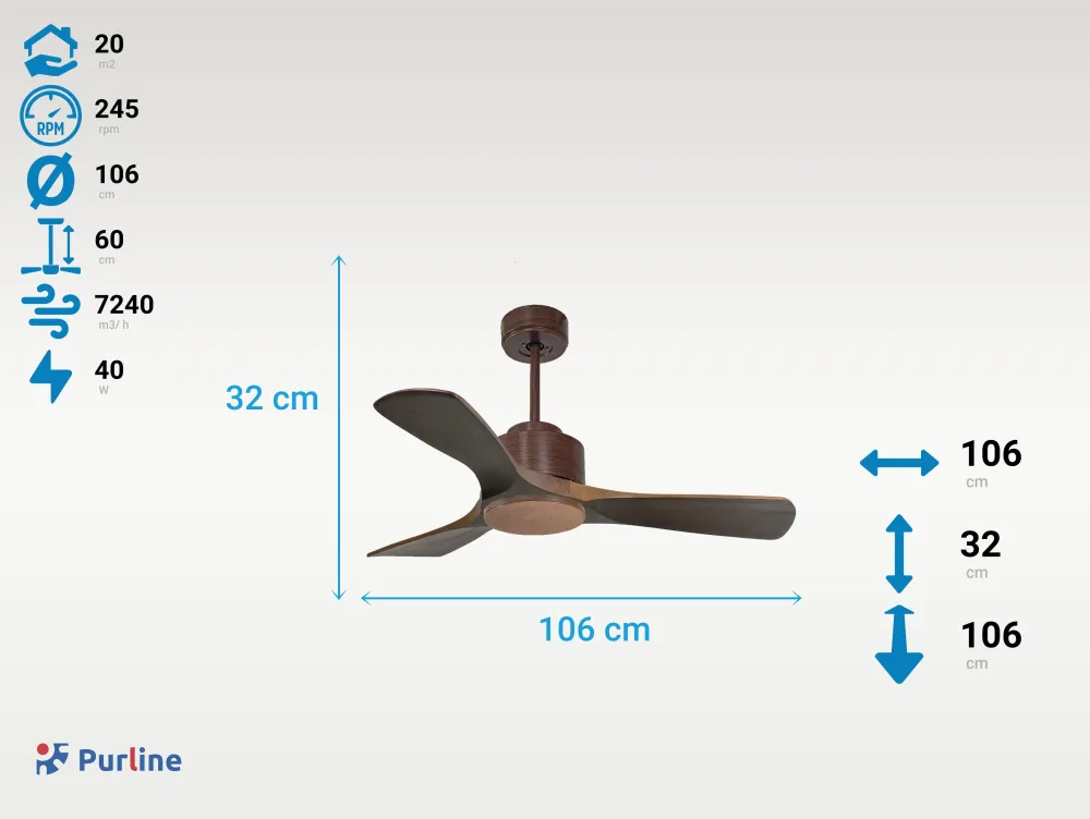Ventilador de techo ø106 cm con Wi-Fi invertible hypersilence para 20 m²