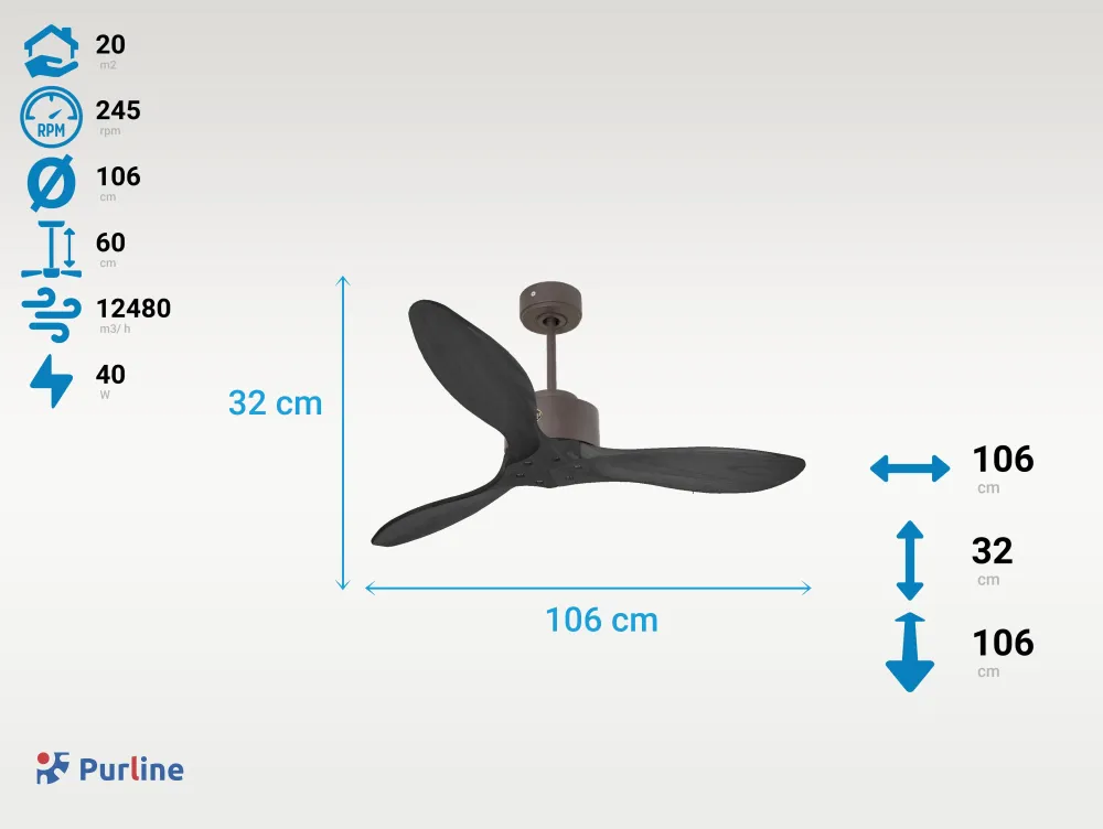 Ventilador de techo ø106 cm con Wi-Fi invertible hypersilence para 20 m²