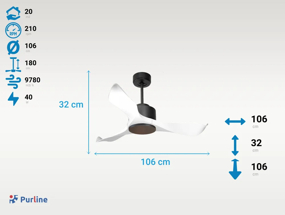 Ventilador de techo ø106 cm con Wi-Fi invertible hypersilence para 20 m²