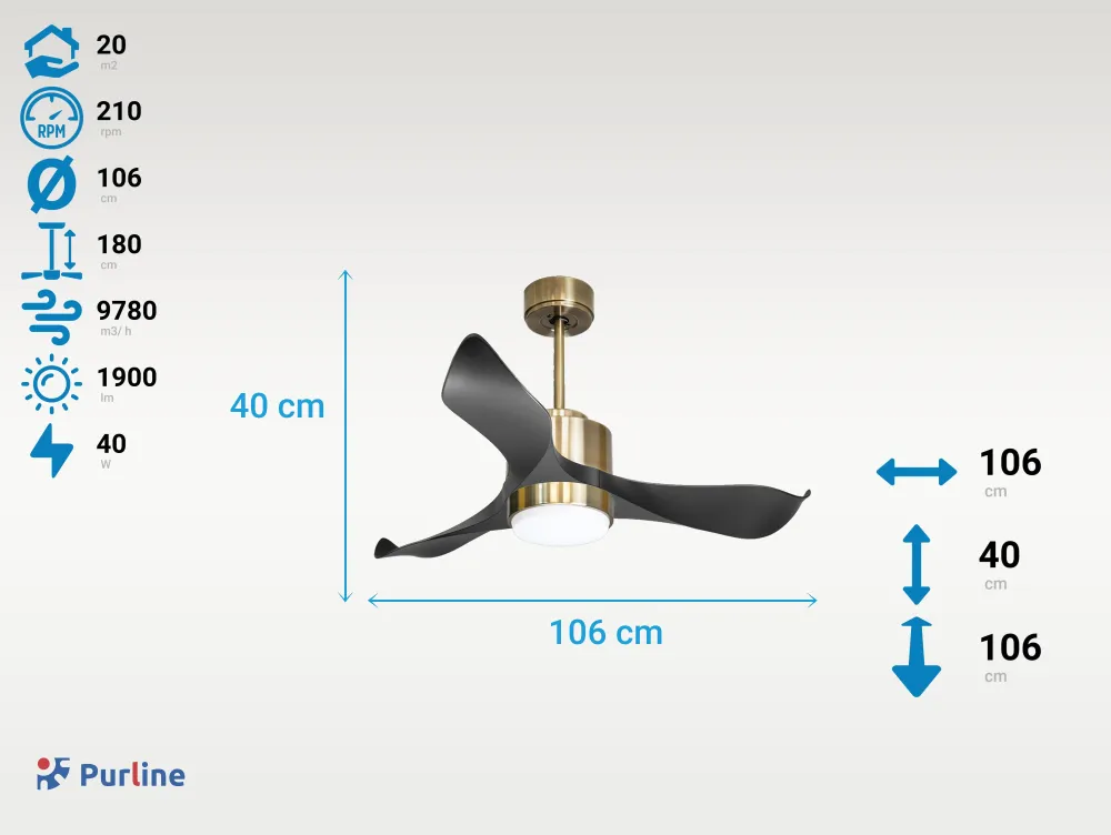 Ventilador de techo ø106 cm con Wi-Fi invertible hypersilence para 20 m²