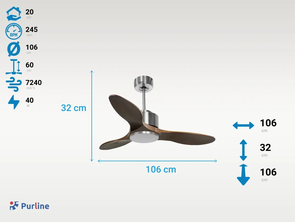 Ventilador de techo ø106 cm con Wi-Fi invertible hypersilence para 20 m²