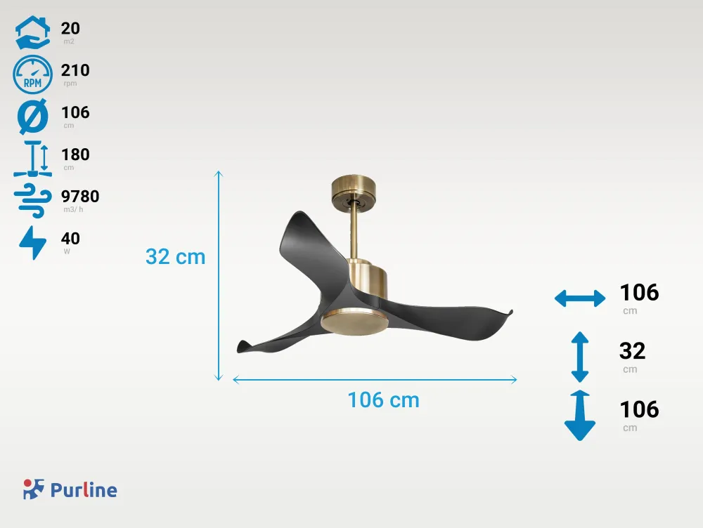 Ventilador de techo ø106 cm con Wi-Fi invertible hypersilence para 20 m²