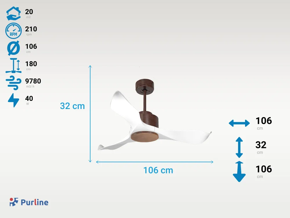 Ventilador de techo ø106 cm con Wi-Fi invertible hypersilence para 20 m²