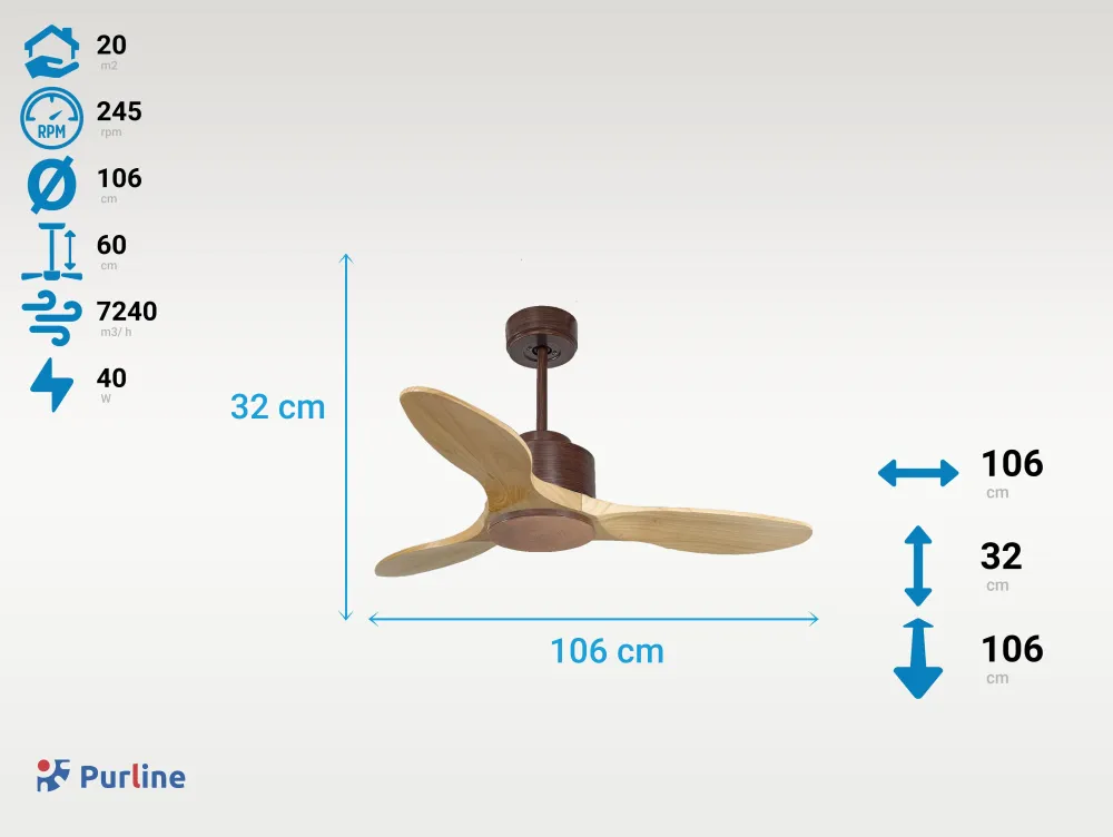 Ventilador de techo ø106 cm con Wi-Fi invertible hypersilence para 20 m²