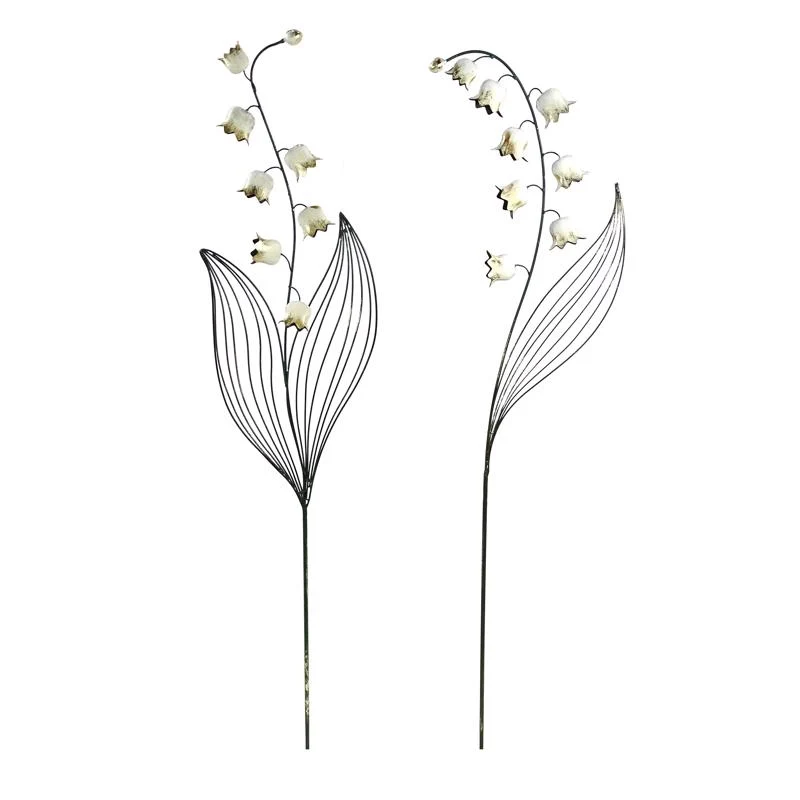 Estaca de metal multicolor Alpine para jardín al aire libre, de 58 pulgadas de alto, con flores (paquete de 6)