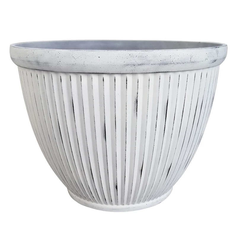 Jardinera de resina Westland de 15 pulgadas de diámetro para patio Southern Patio Afterglow White
