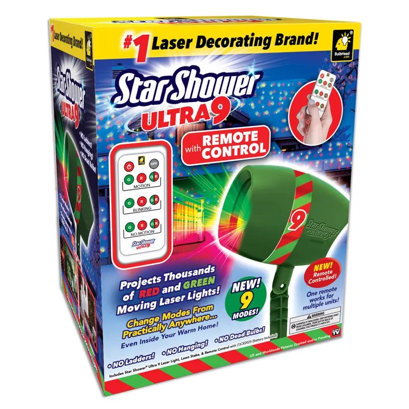 Luces láser con cabezal de bombilla para ducha de estrellas con control remoto, paquete de 1 Star Shower