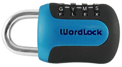 Candado de 4 diales con palabra, azul Wordlock